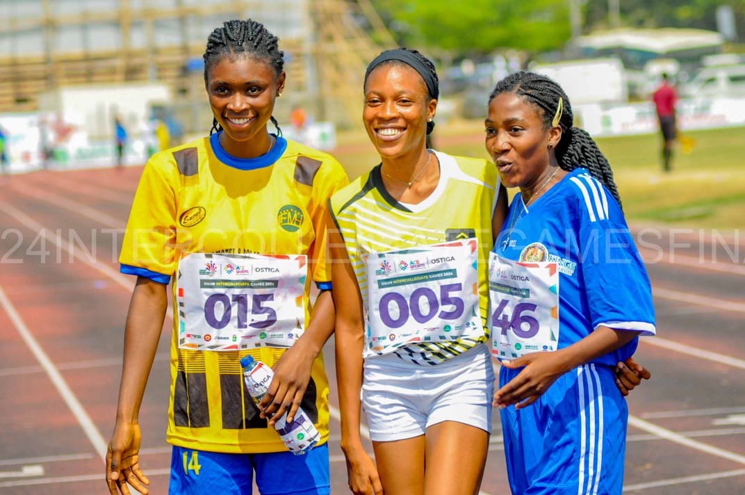 OsunInterCGames's tweet photo. "Golden Girls of the Track! 👑

Meet the Queens of Speed! 🏃‍♀️

🥇 Adedoyin Oyeyemi (OAU)
🥈 Racheal Nasiru (UNIOSUN)
🥉 Atolagbe Opeyemi (Kings University)

Aren't they just amazing? 😻❤️❤️

 #OsunInterCollegiateGames24 #AceSports" https://t.co/L6SXT6HhiZ