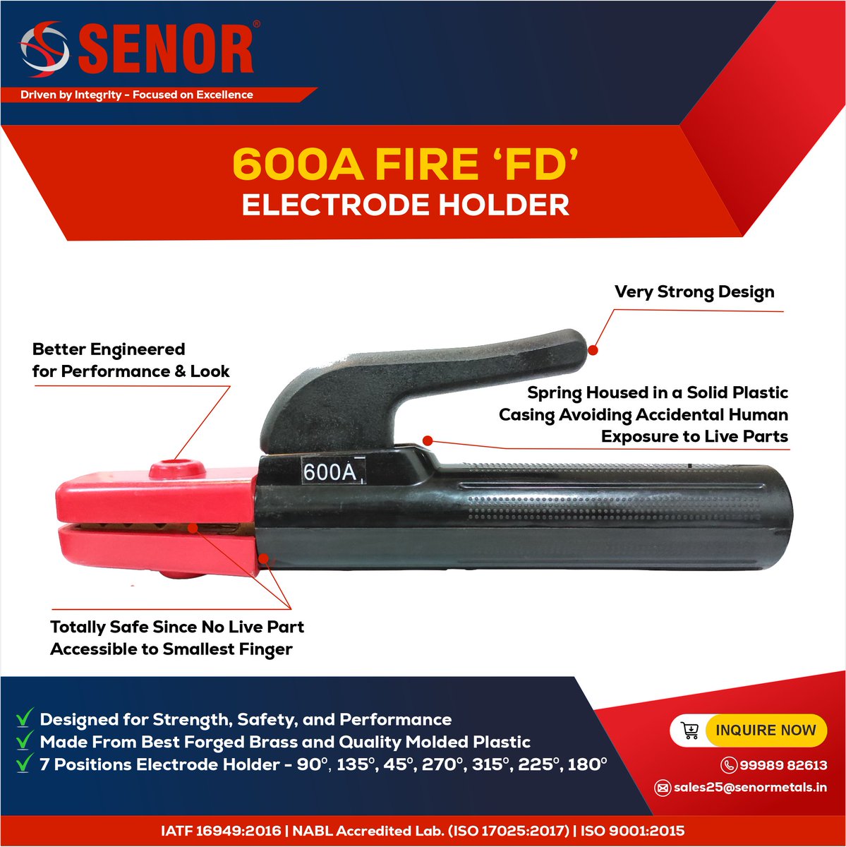 Senor_Metals's tweet photo. Maximize Performance &amp; Safety with the 600A FIRE 'FD' ELECTRODE HOLDER

+91 99989 82613
📧 sales25@senormetals.in

#senormetals #weldingsafety #electrodeholder #industrialsafety #weldingsolutions #engineeringexcellence #madeinindia #highPerformance #safetyfirst #weldingtools https://t.co/uvWIxNoFE1