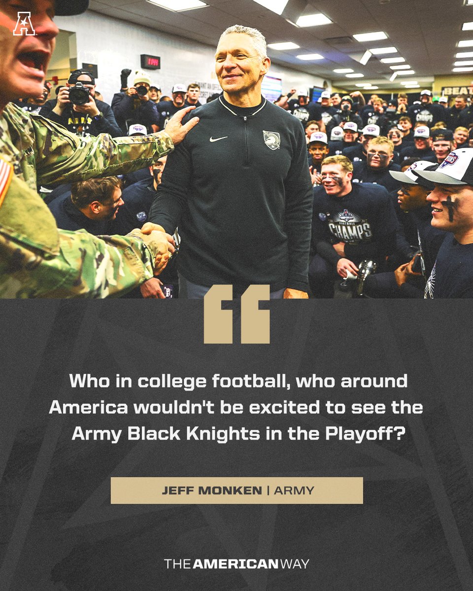 We've beaten everybody they put in front of us, except for the No. 4 team in the country … We just beat another bowl team tonight. And who in college football, who around America wouldn't be excited to see the Army Black Knights in the Playoff" 🗣️

#AmericanWay x #AmericanFB