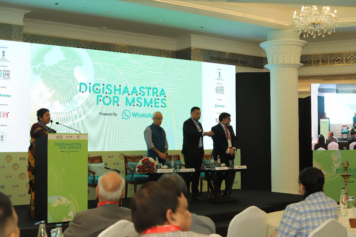 SMEForumIndia's tweet photo. Dr. Rajneesh, Additional Secretary and Development Commissioner (MSME) and Mr. Joel Kaplan, Vice President, Global Public Policy, Meta (virtually) launched the Digishaastra Initiative for MSMEs – Enabling 1 Million MSMEs for Digital Transformation by 2025 in the august presence of Shri Shivnath Thukral, Vice President and Head of Public Policy, Meta India & Shri @VKwuthoo, President, India SME Forum on 5th December 2024 at New Delhi. 

Through Digishaastra, MSMEs can go online to reach new markets, embrace affordable digital tools to streamline operations, enhance productivity and efficiency and foster creativity and adaptability in a competitive world. 

For more information, please visit our website: https://t.co/COiA1kdy0a