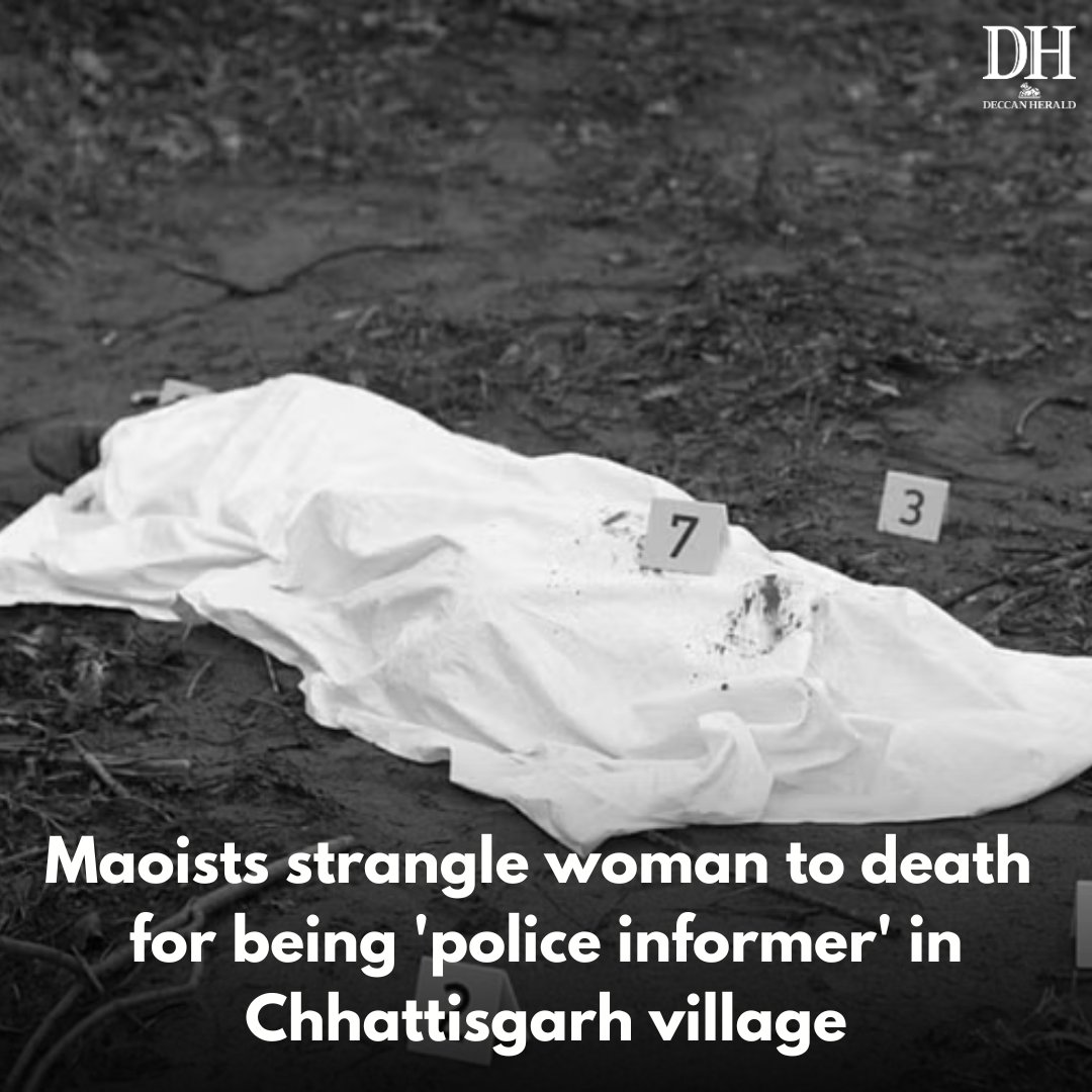 DeccanHerald's tweet photo. A #woman who worked as an #Anganwadiworker in #Timmapur village of #Chhattisgarh was on Friday #strangledtodeath by #Maoists.
https://t.co/WIG1sWSnB5 https://t.co/kfNdTZVdAf
