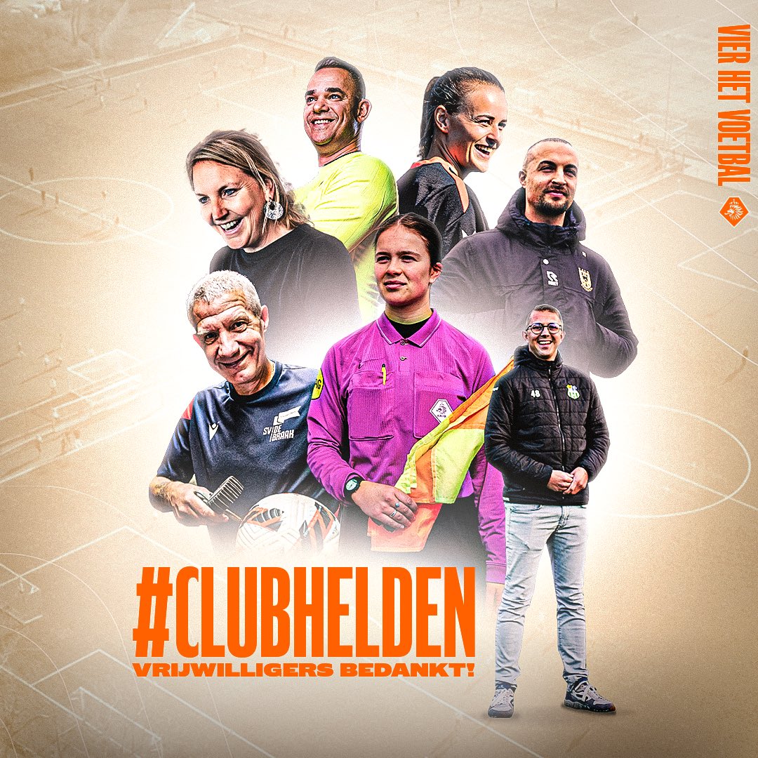 Op Nationale Vrijwilligersdag zetten we alle #Clubhelden in het zonnetje. Aan alle vrijwilligers die zich inzetten voor het Nederlandse voetbal: 𝐁𝐄𝐃𝐀𝐍𝐊𝐓! ❤️‍🔥

#VierHetVoetbal
