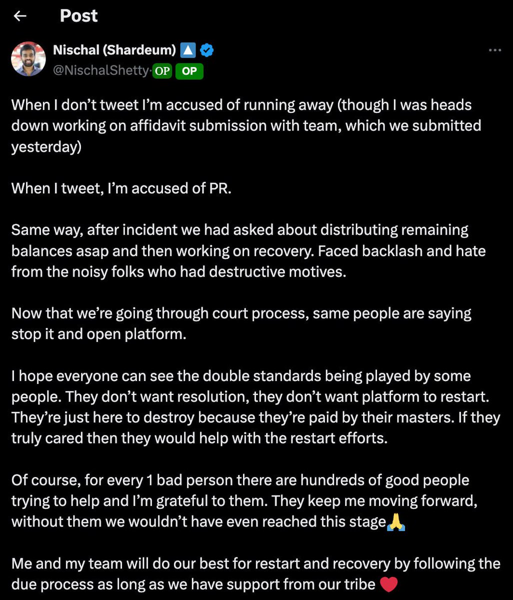 EverythingAjay's tweet photo. I can say a lot but notice the manipulation, gaslighting and acting as a victim !!!

It's been 5 months now 🤷🏻

So what's stopping him from giving 🇮🇳Indian crypto users their funds back now ??

Stop exploiting 🇮🇳Indian crypto users 🛑 https://t.co/gLgjI2AxRQ