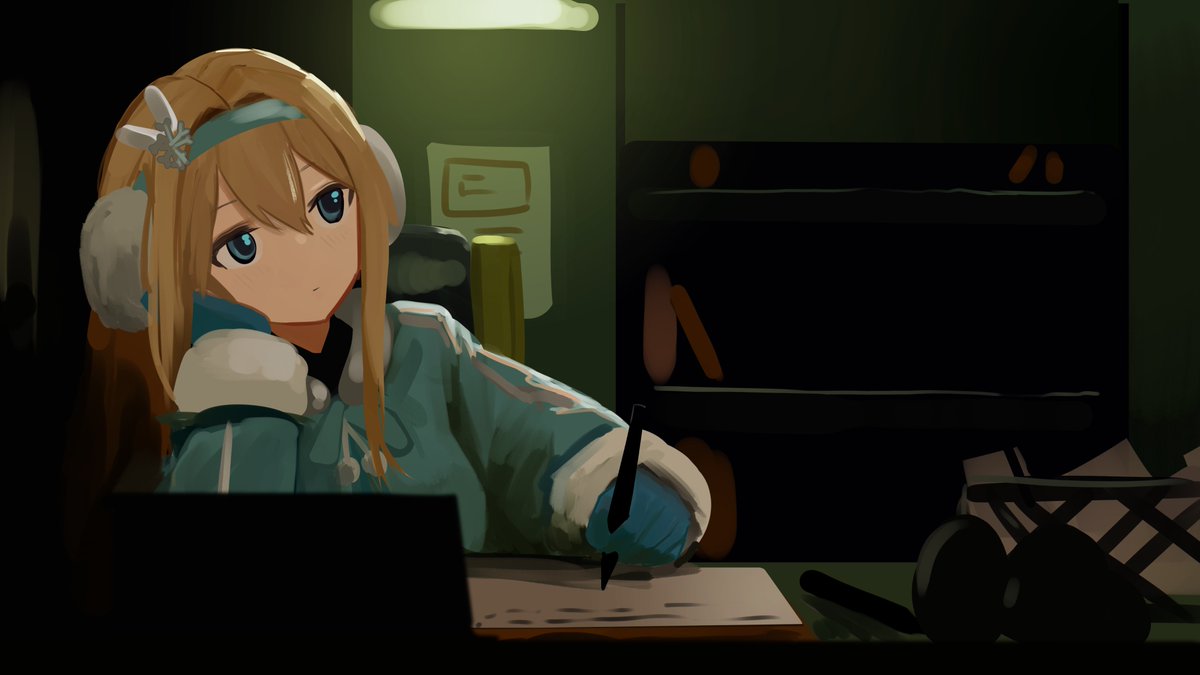 myticalcat's tweet image. Suomi writing SKK letters (I’ve only read the first stage of the event story).

#GirlsFrontline2Exilium #gfl2exiliumFanWorkContest