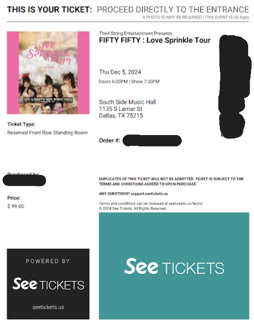 Hypherien's tweet photo. @_mymusictaste @we_fiftyfifty From LA -> Dallas, getting to see FIFTY FIFTY again was a TWENY out of 10 experience 💞 During the encore the queens grabbed our Chanelle &amp; Hana flags and wore them! We were freaking out😍surelyyy our delusion doesn't lead to a 3rd concert trip.... right?
#LoveSprinklewithTWENY https://t.co/b5rbKiATiO