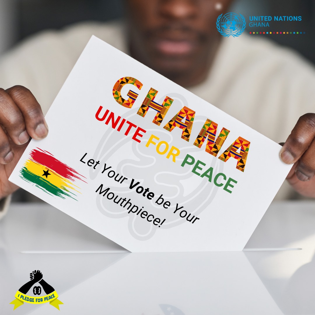 UNinGhana's tweet photo. Today, 7 December 2024.  Ghana🇬🇭 votes.
#IPledgeForPeaceGh https://t.co/GPqA7PlXZS