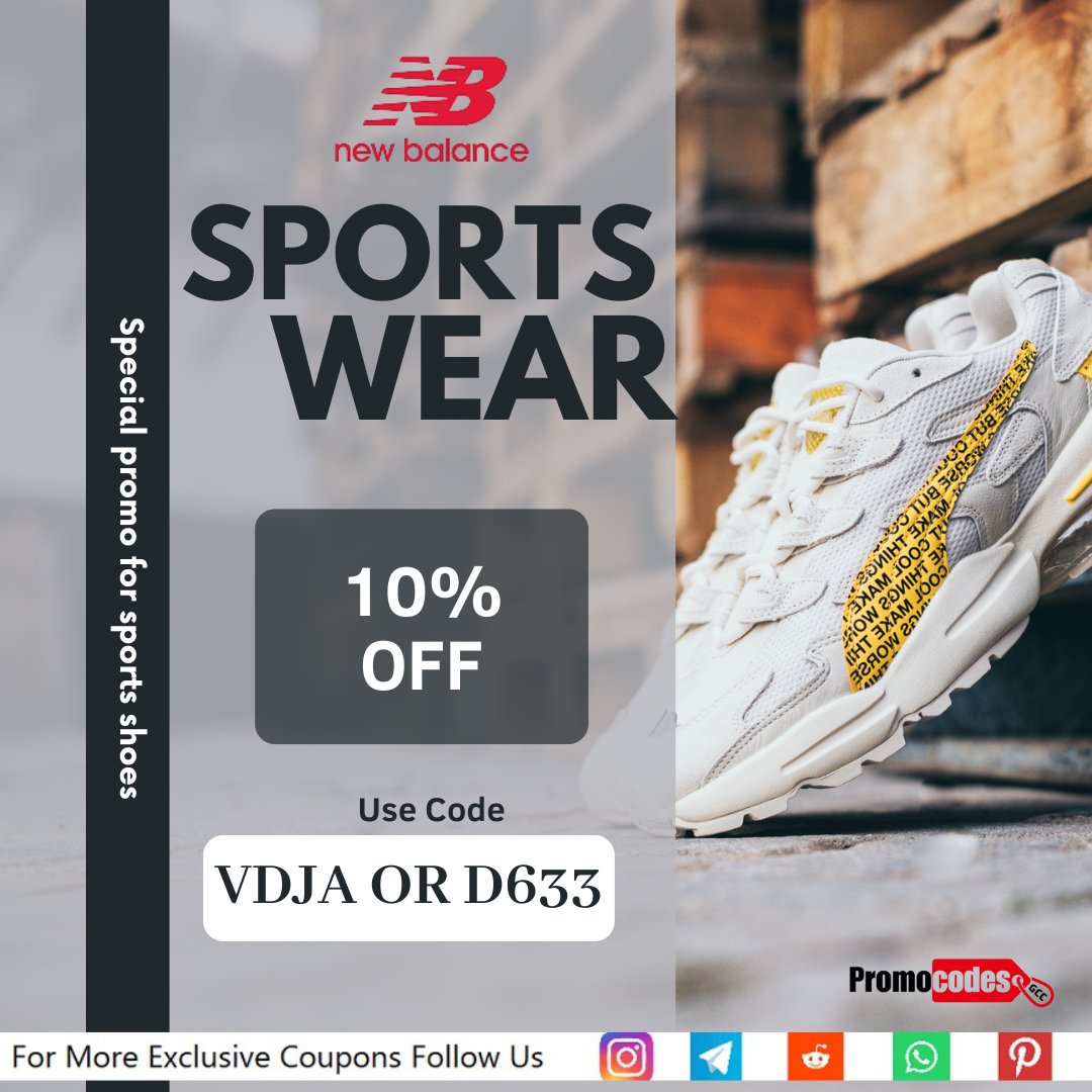 promocodesgcc's tweet image. 🎉Step Up Your Game with New Balance!🎉
🏷️Get 10% OFF on your favorite items with coupon codes VDJA or D633! From premium sneakers to comfortable sportswear, New Balance has all you need to elevate your style .
#newbalance #couponcode #uaeoffers #postoftheday #promocodesgcc