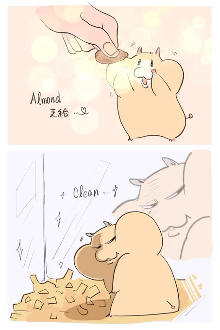 🐹今日は気前良いやん♡!!→ケージが掃除されている。 