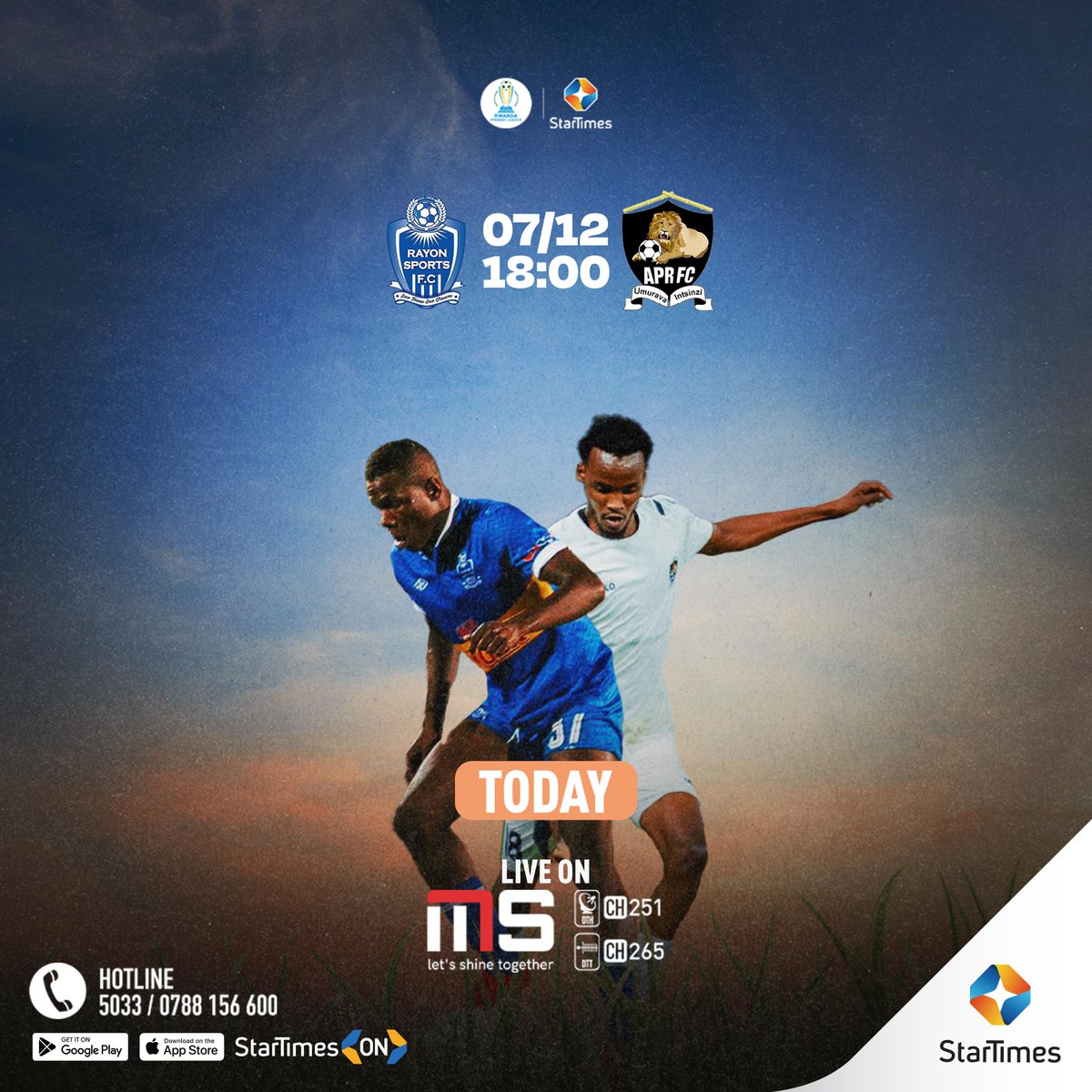 startimesrwanda's tweet photo. Gutegereza birarangiye,🏟️Match y'ikinyejana yageze🥁 Amakipe ahora ahanganye kandi ahora ayoboye arahura uyu munsi🥳 Ni iyihe kipe itahana intsinzi uyu munsi⚽🔥 Duhurire kuri Magic Sports Saa 18:00 twese inyuma ya #RwandaDerby #RayonVsAPR #FootballFever #MagicSports https://t.co/o1yPkmHJq6