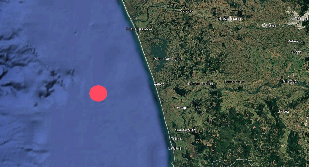 Clave9cl's tweet photo. AHORA: El Centro Sismológico Nacional confirma en 5.3 la magnitud del sismo registrado a las 3.26AM, y corrige el epicentro estuvo en el mar, a la altura de Teodoro Schmidt, a 41 km de profundidad. No se reportan novedades de importancia como consecuencia del movimiento. https://t.co/squCAYZHBM