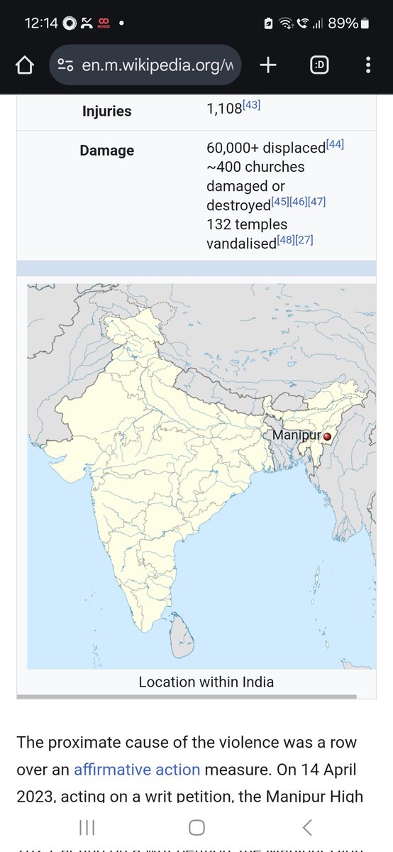 sumitdave's tweet photo. @DrSJaishankar - please see the misrepresentation of India map on Wikipedia page "2023–2024 Manipur violence". Hope your intervention can get this corrected. #IndiaMap #WrongIndiaMap https://t.co/WFAQo3Nc7F