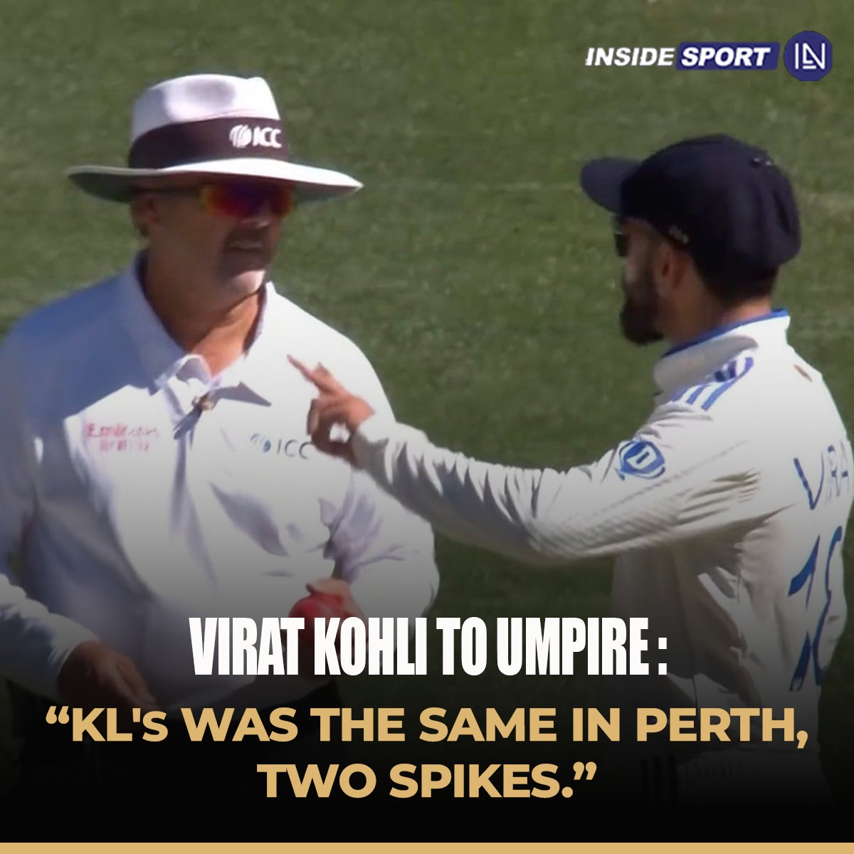 InsideSportIND's tweet photo. Virat Kohli confronted the umpire when Mitchell Marsh was given ‘not-out’ due to ‘non-conclusive’ evidence relating it to KL Rahul’s similar dismissal in the Perth Test.

📸: Star Sports

#ViratKohli #KLRahul #MMarsh #AUSvIND #Tests #BGT #Perth #AdelaideTest #Insidesport #CricketTwitter