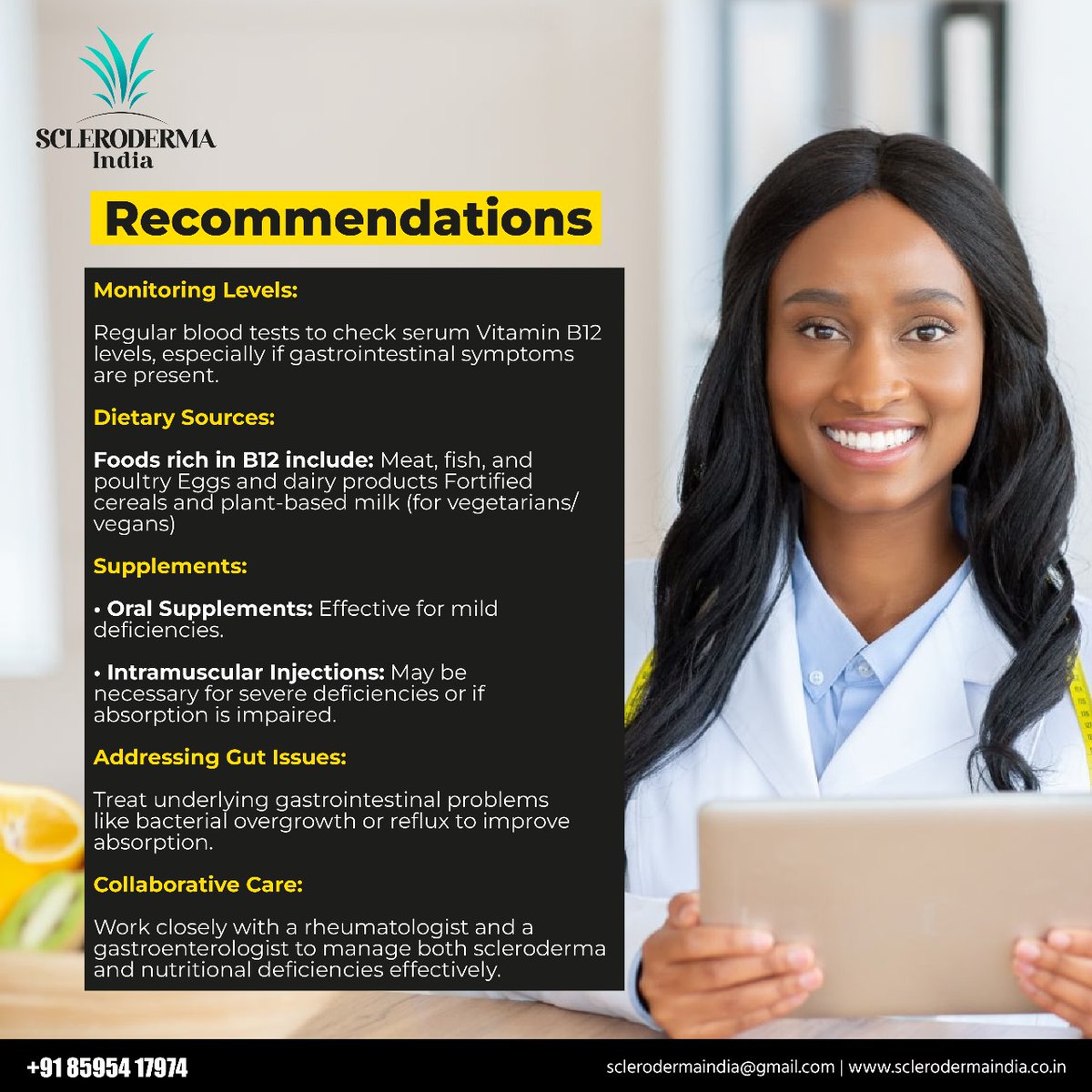 ScleroIndia's tweet image. Role of Vitamin B12 in Scleroderma!
#SclerodermaIndia #Scleroderma #SystemicSclerosis #ChronicIllness #AutoImmuneDisease