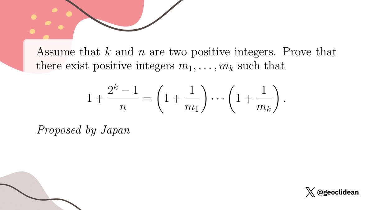 geoclidean's tweet photo. k positive integers
#NumberTheory #IMO #Induction #IMO2013 #IMOShortlist #Hi https://t.co/WirDEF2wB3