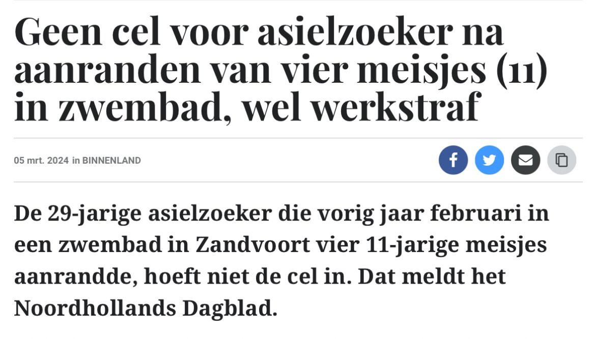 SimoneSays123's tweet photo. Rechtbank achtte de 4 aanrandingen bewezen maar ging niet mee in de eis van 4 maanden gevangenisstraf van t OM en verlaagde deze naar een geheel voorwaardelijke celstraf van twee maanden, met een proeftijd van twee jaar, en een werkstraf van zestig uur.

Aanranding 4 meisjes van 11 jaar.. maar omdat je geen strafblad hebt kom je met 60 uur 'schoffelen' er vanaf... 

Bedenk even dat Raisa 40 uur 'schoffelen' heeft gekregen. 

@rblommestijn 

➡️https://t.co/3gBMMnRGak