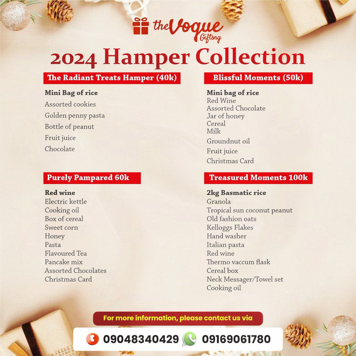 Moh_keji24's tweet photo. This is a Christmas to remember!🎄😻

Hiked up your gifting experience with our perfectly curated Christmas packages 🎁

Send us a DM or check our price for amazing packages to explore.

Merry Christmas in advance🎄

Get hampers for your loved ones 

Please RT for me 🙏Thank you https://t.co/403kal9sIA