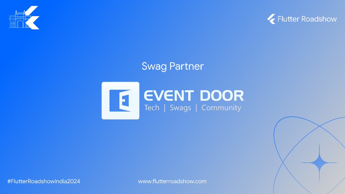FlutterRoadshow's tweet photo. We are excited to announce Event Door as our Swag Partner for Flutter Roadshow India 2024! 🎁

Get ready for amazing tech goodies and a vibrant community experience, courtesy of Event Door.

📅 Date: December 8, 2024
📍 Venue: Vidyalankar Institute of Technology, Mumbai https://t.co/SAadwlUtwH