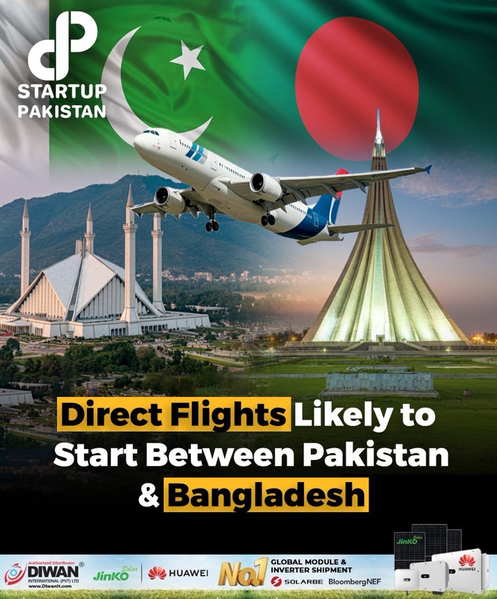 PakStartup's tweet photo. Direct flights between Pakistan and Bangladesh will soon commence, announced Bangladesh’s Deputy High Commissioner in Karachi.

For More info: https://t.co/ByjBYvq4il

#PakistanBangladeshTrade #DirectFlights #TradeCollaboration #ExportGrowth #BusinessExpo https://t.co/Ellc7Ue16G