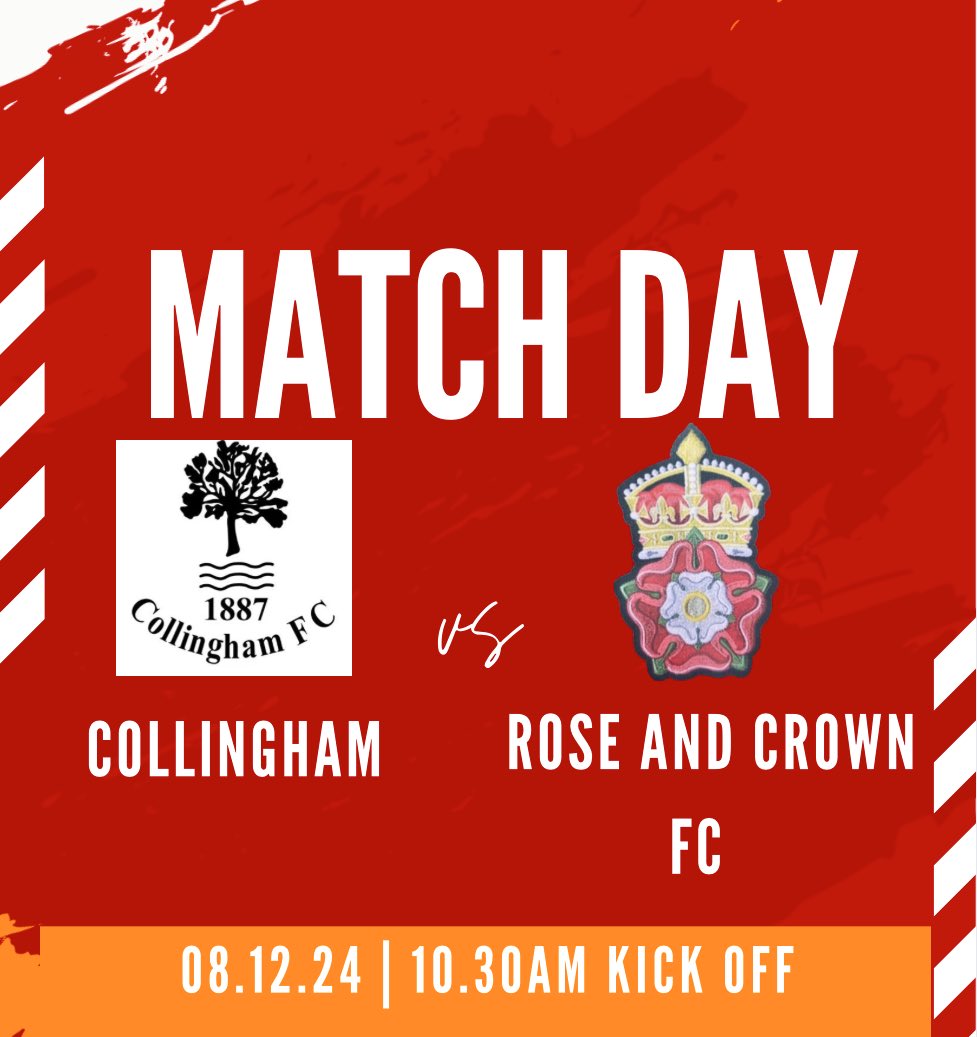 RoseandCrownFC1's tweet photo. After a narrow loss last week, we are hoping to show bouncebackability against Collingham tomorrow in our final outing of 2024 👊

UTR 🌹 https://t.co/560utXOpOj