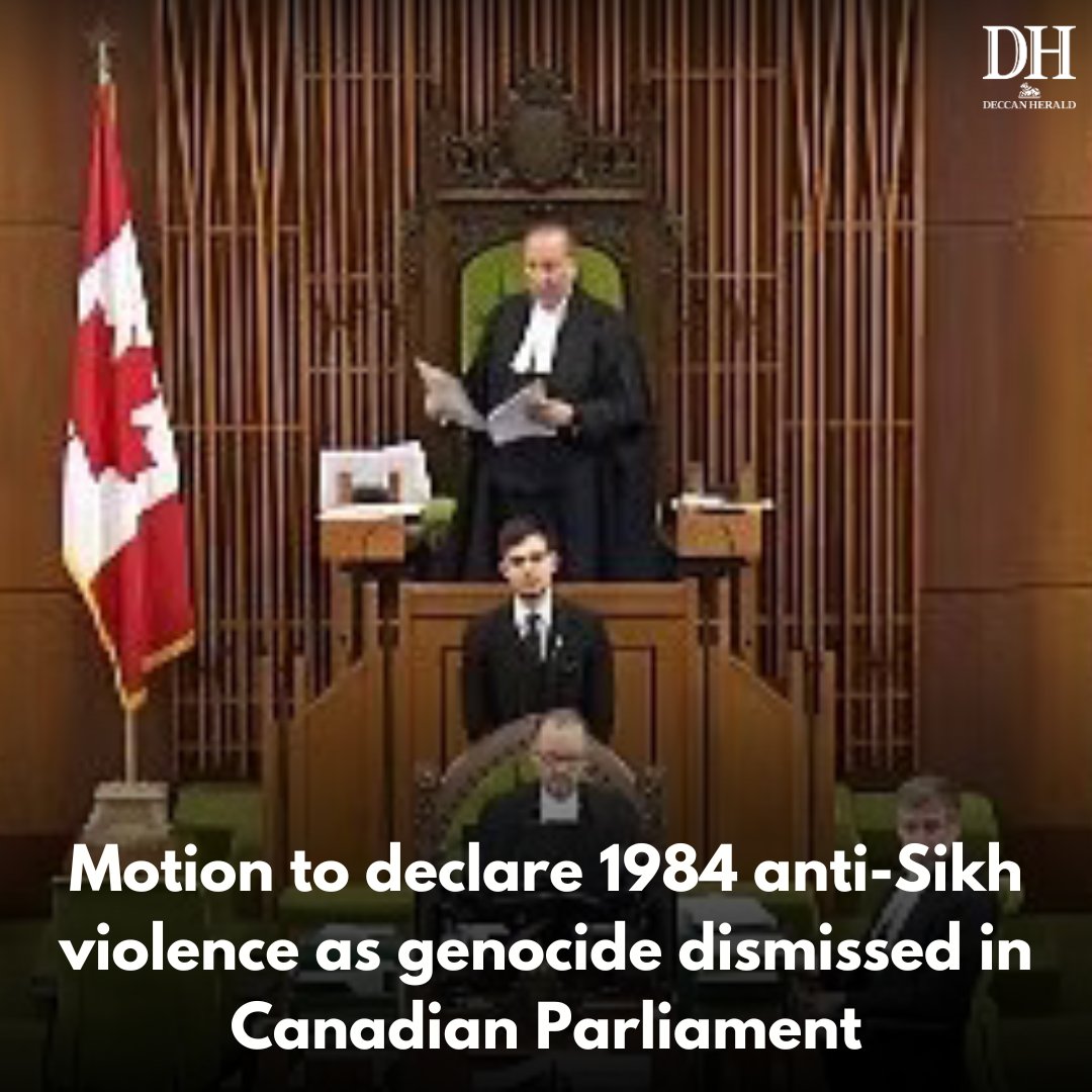 DeccanHerald's tweet photo. A #motion to declare the 1984 #antiSikh #violence as genocide was rejected by the #CanadianParliament after it faced stiff #objection from lawmakers like #ChandraArya who alleged that a "politically driven #Khalistani lobby" was behind this attempt.
https://t.co/Iw4NCfmSDx https://t.co/nLpX0J5bGe