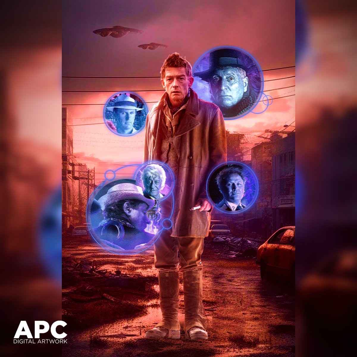 apcdigitalart's tweet photo. NEW ART! the war doctor returns to the dark dimension…

this is a remake of a poster I did a long while back, I think I’ve improved since then - I hope you agree!

thanks to @TBAGallery for photos
#doctorwho #bigfinish #doctorwhofanart #doctorwhofandom #drwhofandom #tardis #dwsr https://t.co/5wMNG3euc3