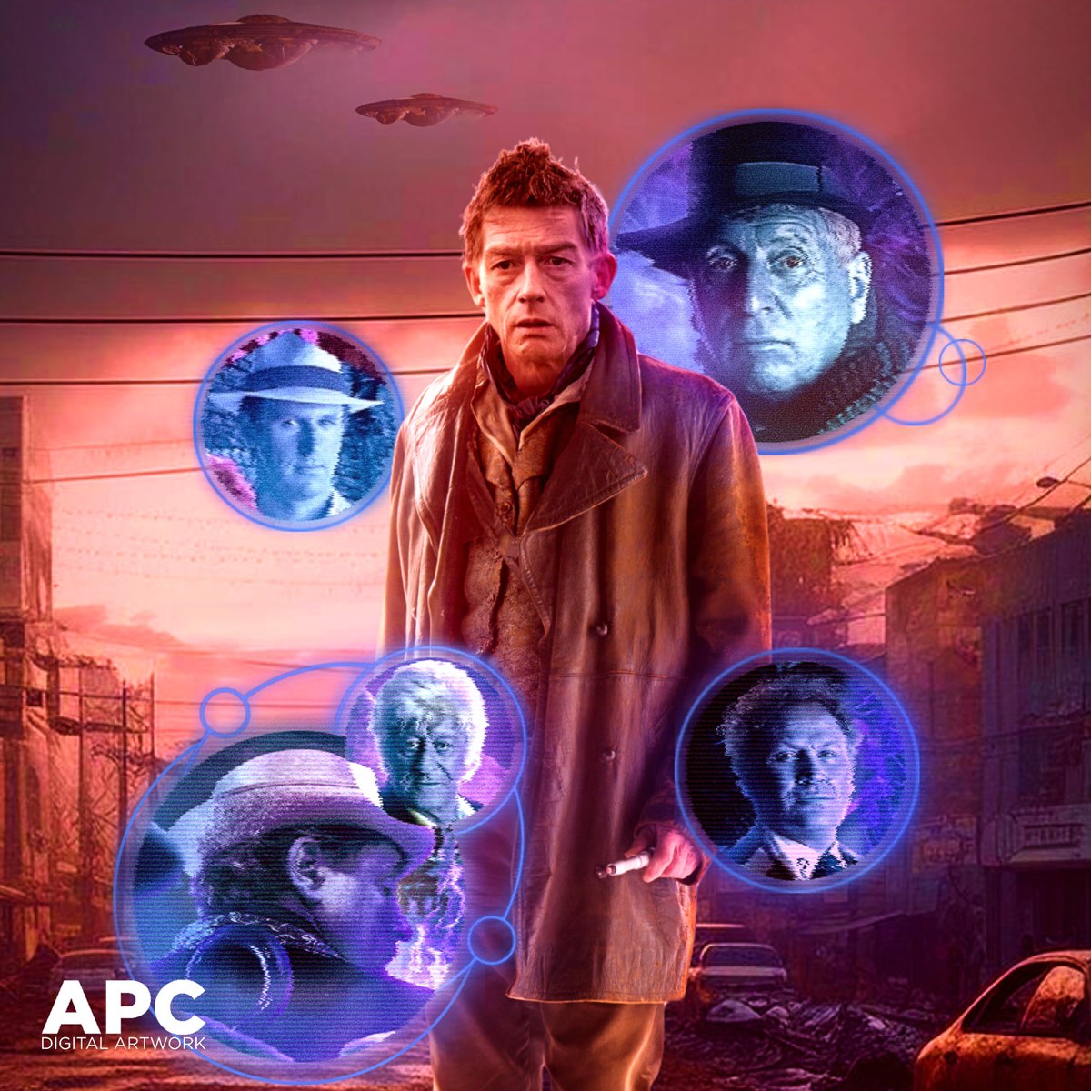 apcdigitalart's tweet photo. NEW ART! the war doctor returns to the dark dimension…

this is a remake of a poster I did a long while back, I think I’ve improved since then - I hope you agree!

thanks to @TBAGallery for photos
#doctorwho #bigfinish #doctorwhofanart #doctorwhofandom #drwhofandom #tardis #dwsr https://t.co/5wMNG3euc3