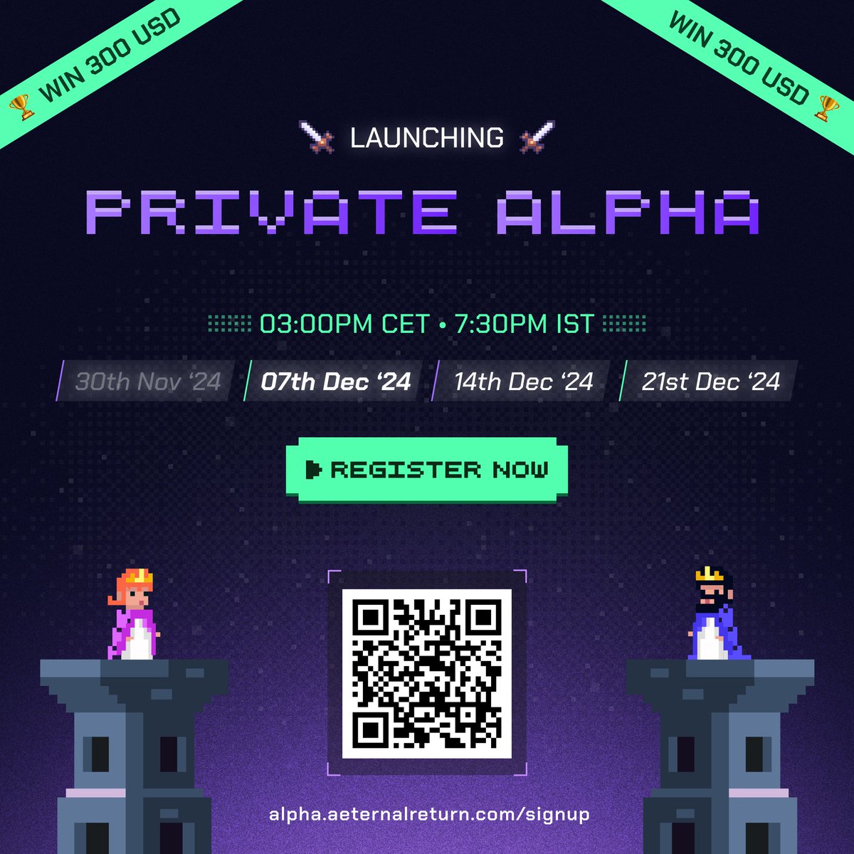 aeternalreturn's tweet photo. Emperors, arm yourself ⚔️. Today at 3PM CET Game II of the Alpha Tournament goes live!

Missed Game I? Don't worry plenty of points available to conquer the world and win the 300$ pot 💰

Sign up at: https://t.co/H8nJeed0Jo