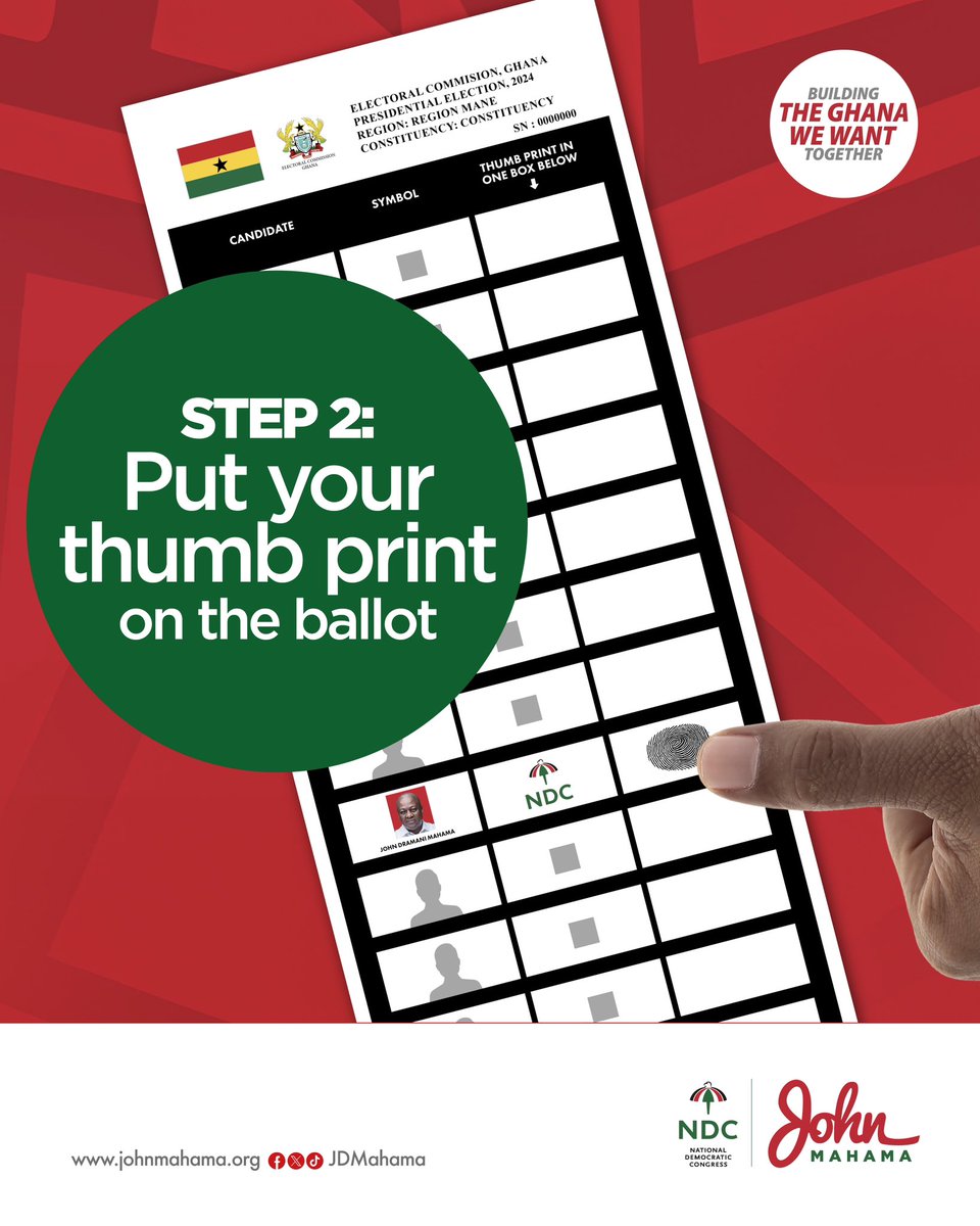 JDMahama's tweet photo. Follow these four simple steps to make your vote count for CHANGE.

#Mahama4Change2024 
#MahamaForPresident
#ResettingGhana https://t.co/ba11HURjnI