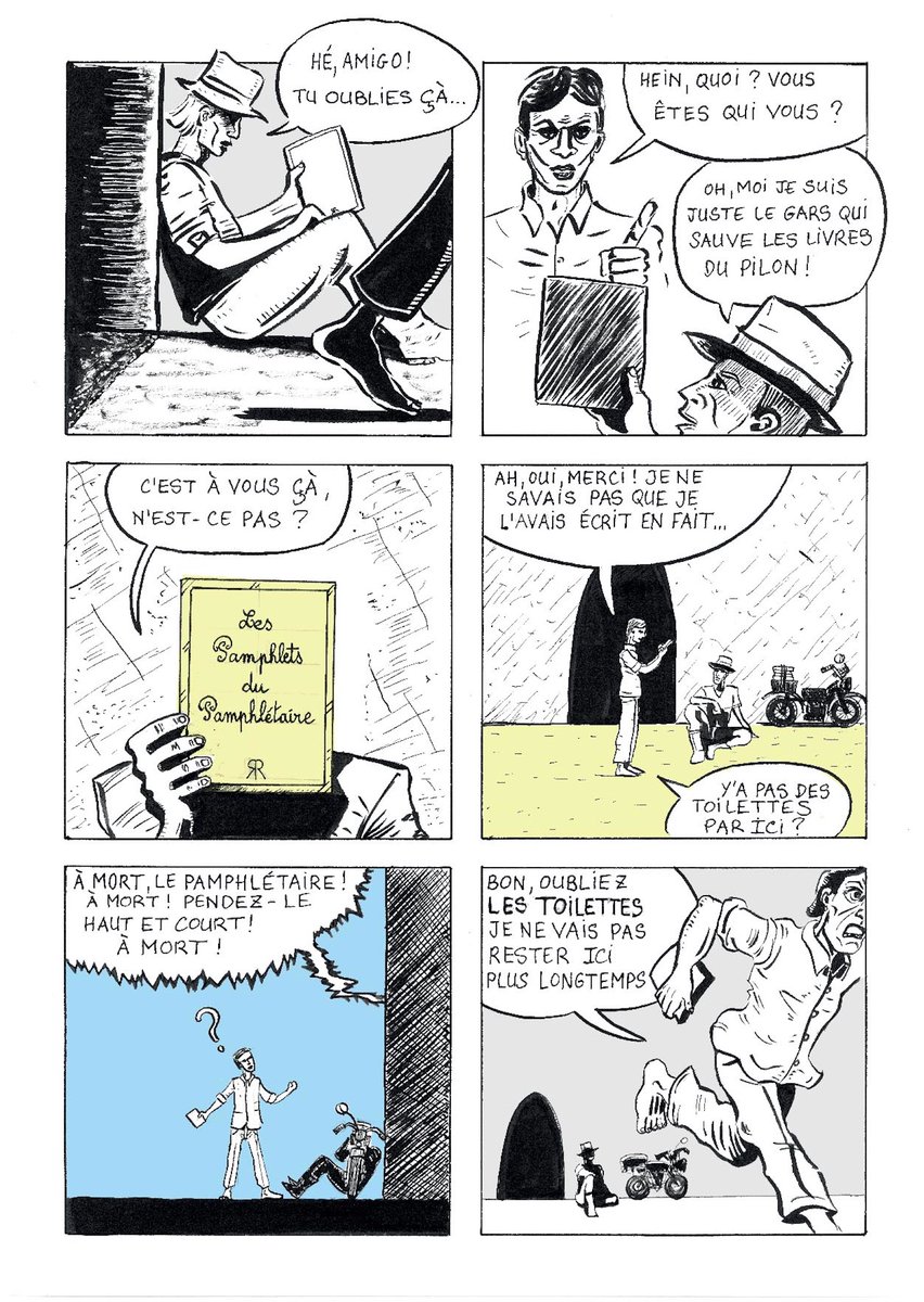 kristo_bauer's tweet photo. Le pamphlétaire, épisode 3, planche 5, 2023. #LePamphlétaire #numero3 #bd #comics #comicsindé #dessin #dessindujour #encredechine #récitcourt #couverture #magazine #journal https://t.co/Ctx3KAosfK