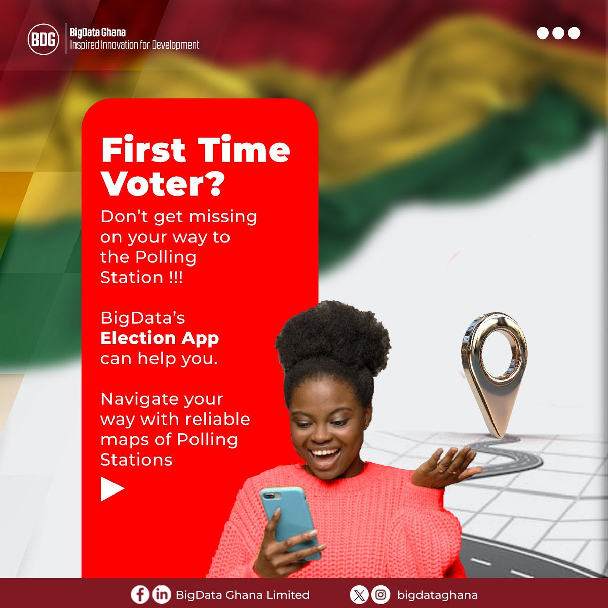 bigdataghana's tweet photo. First-time voter? Don’t miss your way to the polling station! Let the BigData EC App guide you with accurate maps. Your vote matters—navigate with ease!
#ECApp #Bigdataghana #bigdata #pollingstation #jm #bawumia #allan #bediako https://t.co/Xw11vBPZZK