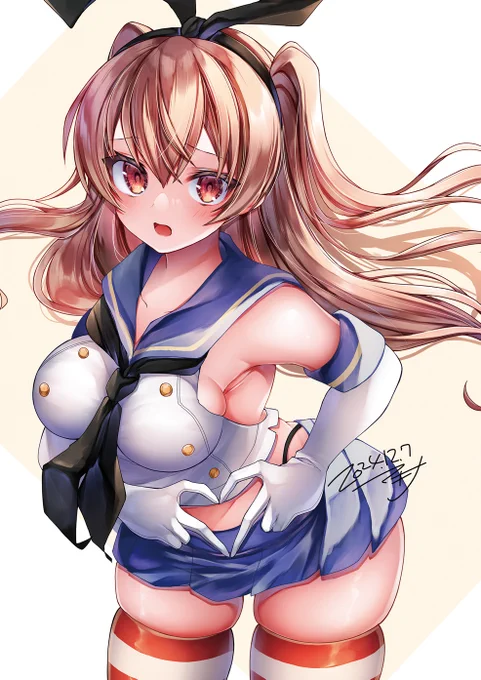 最近絵を載せれていないので去年の今頃くらいに描いていた島風ジョンストンを 