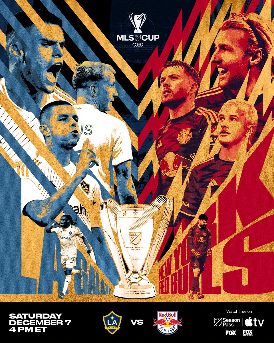 MLS. CUP. MATCHDAY. 🏆

Who will be crowned as the 29th #MLSCup champion?

<a href="/LAGalaxy/">LA Galaxy</a> &amp; <a href="/NewYorkRedBulls/">Red Bull New York</a> meet at 4pm ET—watch free on Apple TV &amp; also on FOX.