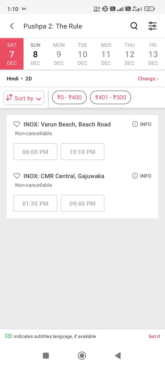 99abhishekkumar's tweet photo. #PushpaTheRule movie show should increase in vishakapatnam 
Only 4  hindi version show. 
Please more hindi shows allow in vizag
#Pushpa2TheRulereview 
#PushpaTheWildFire 
#Pushpa https://t.co/B4EFvKjinB