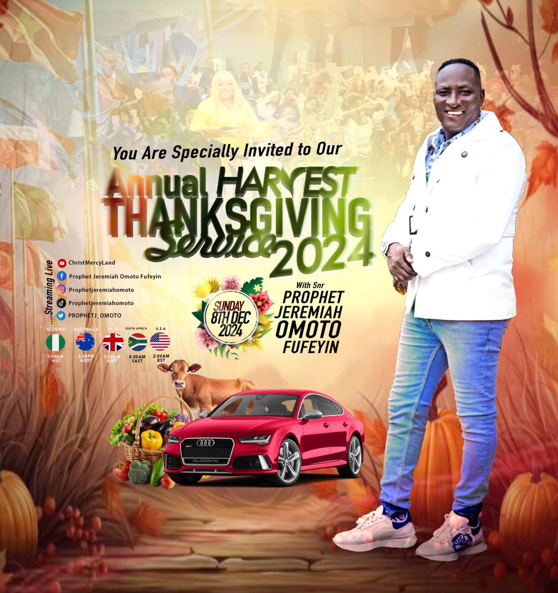 𝒴ℴ𝓊 𝒜𝓇ℯ 𝒮𝓅ℯ𝒸𝒾𝒶𝓁𝓁𝓎 ℐ𝓃𝓋𝒾𝓉ℯ𝒹 𝒯ℴ 𝒪𝓊𝓇
𝐀𝐍𝐍𝐔𝐀𝐋 𝐆𝐄𝐍𝐄𝐑𝐀𝐋 𝐓𝐇𝐀𝐍𝐊𝐒𝐆𝐈𝐕𝐈𝐍𝐆 𝐒𝐄𝐑𝐕𝐈𝐂𝐄
━━━━━━━━━━━━━━━━━━
𝗗𝗮𝘁𝗲: Sunday 8th December, 2024.
𝗩𝗘𝗡𝗨𝗘: MERCY CITY INTERNATIONAL HEADQUARTERS WARRI, DELTA STATE NIGERIA