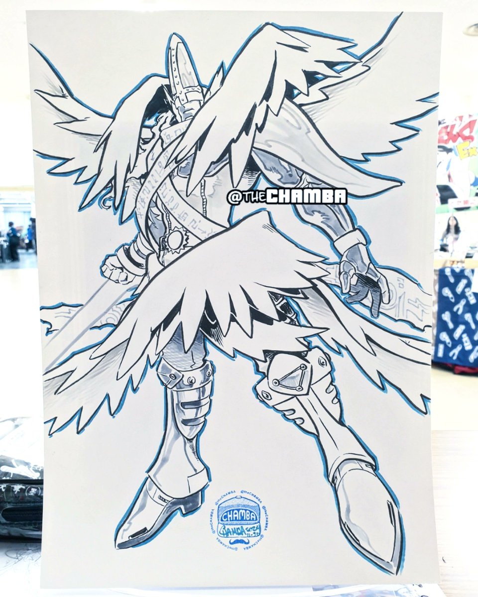 theCHAMBA's tweet photo. Attending #TokyoComicCon?

There's still time to get a drawing!

Drop by to get on the list.

Here's a #MagnaAngemon from #Digimon

Tools: #copicmarkers https://t.co/A0k4aXHZs6