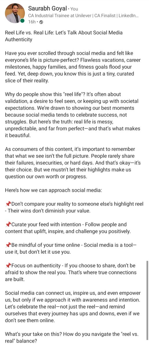 saurabhgoyal199's tweet image. Reel vs. Real