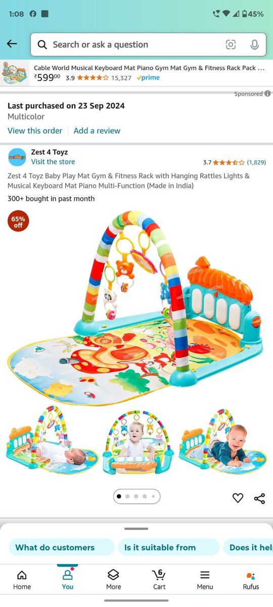 Prasadaswar1's tweet photo. Hey @amazonIN &amp; @add_axio,
I’m facing a terrible experience with your services. Here's my issue:

I ordered "Zest 4 Toyz Baby Play Mat Gym &amp; Fitness Rack..." on Amazon using Axio Pay Later. I didn't like the product and initiated a return. It’s been 2-3 months, and no delivery https://t.co/x8g6GgfTfB