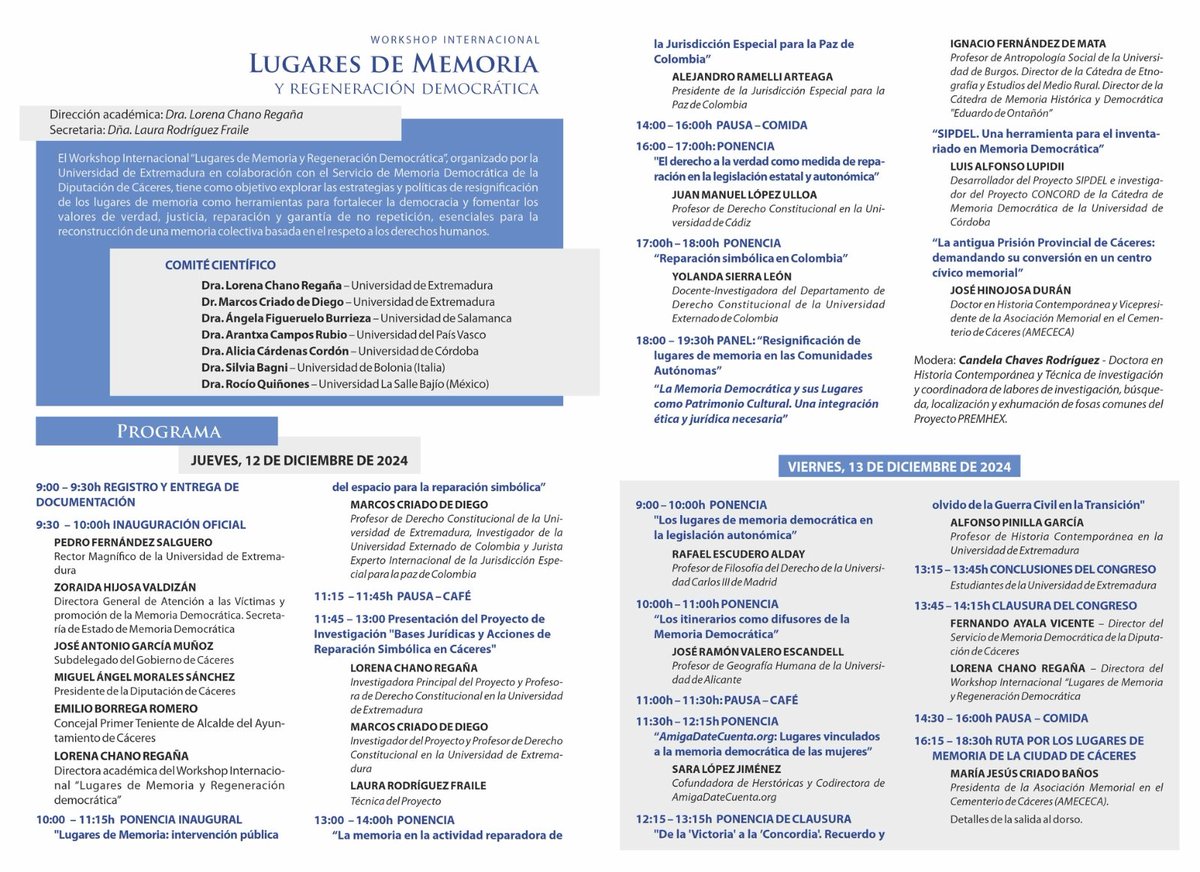 Nos vemos el jueves 12 de diciembre en la Sala Malinche del Complejo Cultural San Francisco de Cáceres para hablar de Lugares de Memoria #MemoriaHistórica #MemoriaDemocrática
