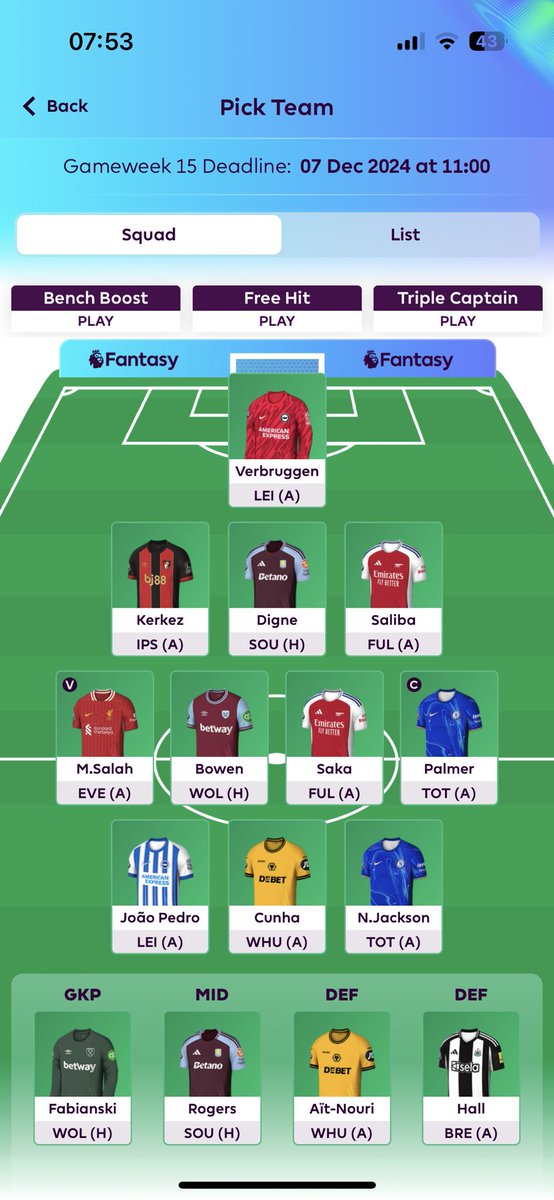 FPLMOTO's tweet photo. @FPL__Raptor Is this worth a punt with a bench boost? https://t.co/xxGVZYEQyA