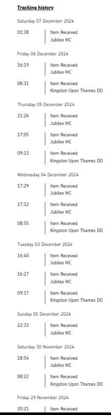 Hey <a href="/RoyalMailHelp/">Royal Mail Help</a> my parcel is still stuck in a loop. I've DMed you the details you requested but not had a response. Wait time on your phone line is 40 mins. Please can you help?