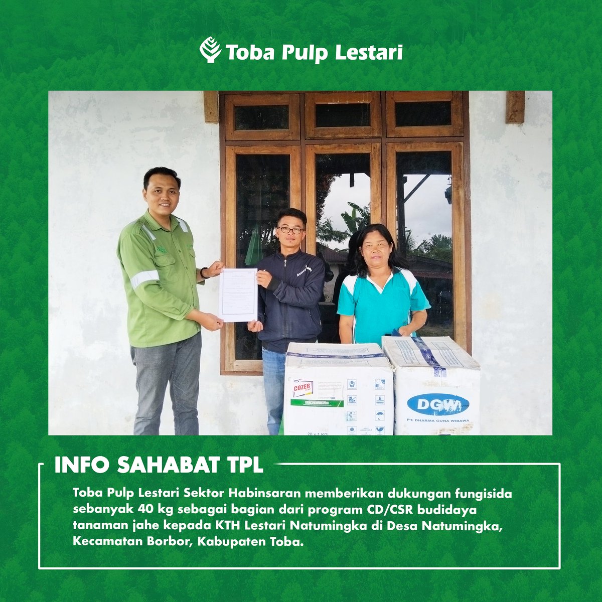 tobapulp_id's tweet photo. Selamat berakhir pekan, Sahabat!
Toba Pulp Lestari ingin membagikan informasi mengenai kegiatan yang dilakukan sepekan ini.
#TobaPulpLestari
#TPL
#LifeatTobaPulpLestari
#GoodForCommunity
#GoodForCountry
#InfoSahabatTPL
#TPLHadirBerkontribusi https://t.co/UsMFV01pWp