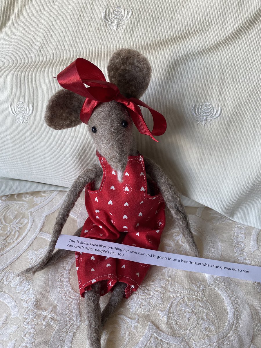 StephCowburn's tweet photo. Erika’s looking for a home & possibly a job in hairdressing despite no previous experience, she just likes brushing peoples hair…if you can offer her a home £38 covers her travel expenses within the UK please message me if you could offer her work experience. #feltmaker #artist https://t.co/4ljGOmt9Bt