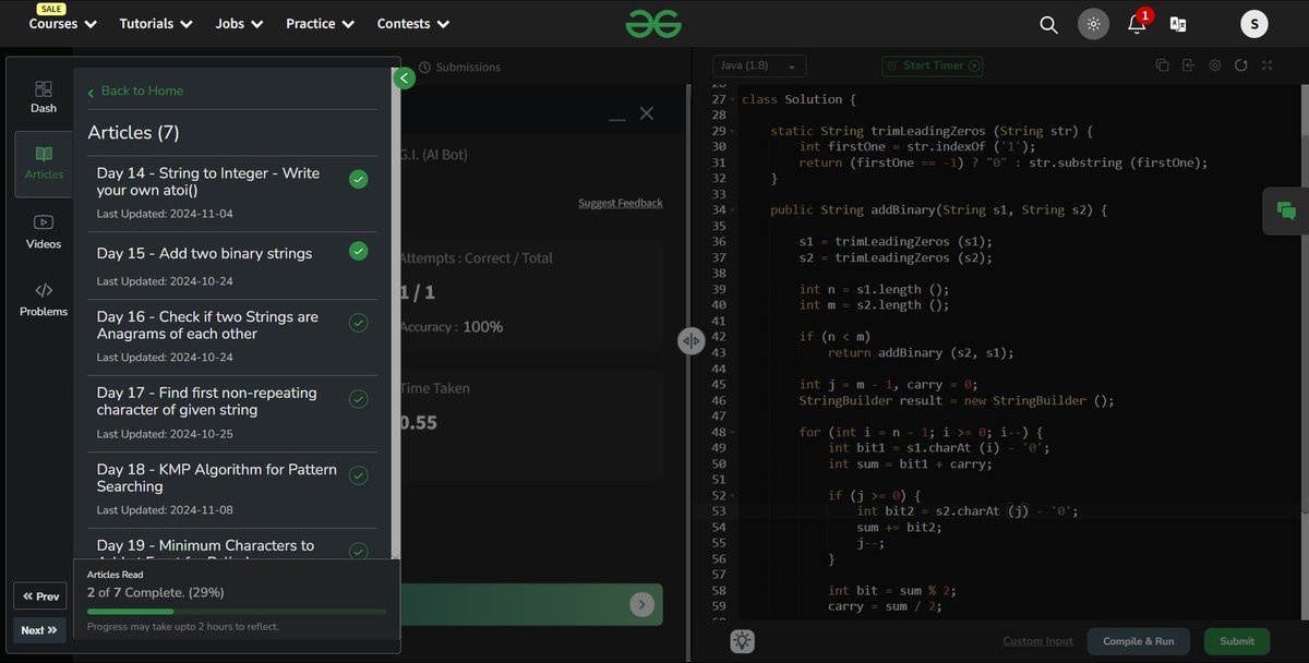 Sheel_Patel_'s tweet image. 🚀 Day 15/160 : @geeksforgeeks Challenge 🚀

Solved &quot;Add Two Binary Strings&quot; today. 🧩✨ Implemented binary addition with carry management. Key insights: bit manipulation and robust problem-solving. 💡🛠️

#GeeksForGeeks #CodingChallenge #BinaryStrings #gfg160 #geekstreak2024