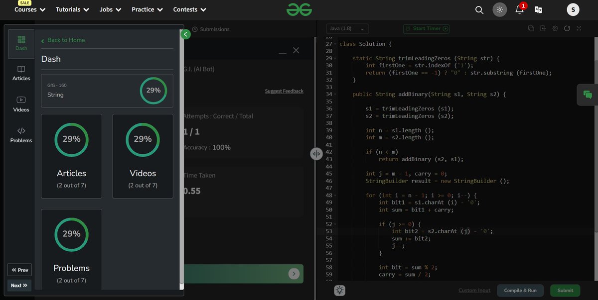 Sheel_Patel_'s tweet image. 🚀 Day 15/160 : @geeksforgeeks Challenge 🚀

Solved &quot;Add Two Binary Strings&quot; today. 🧩✨ Implemented binary addition with carry management. Key insights: bit manipulation and robust problem-solving. 💡🛠️

#GeeksForGeeks #CodingChallenge #BinaryStrings #gfg160 #geekstreak2024