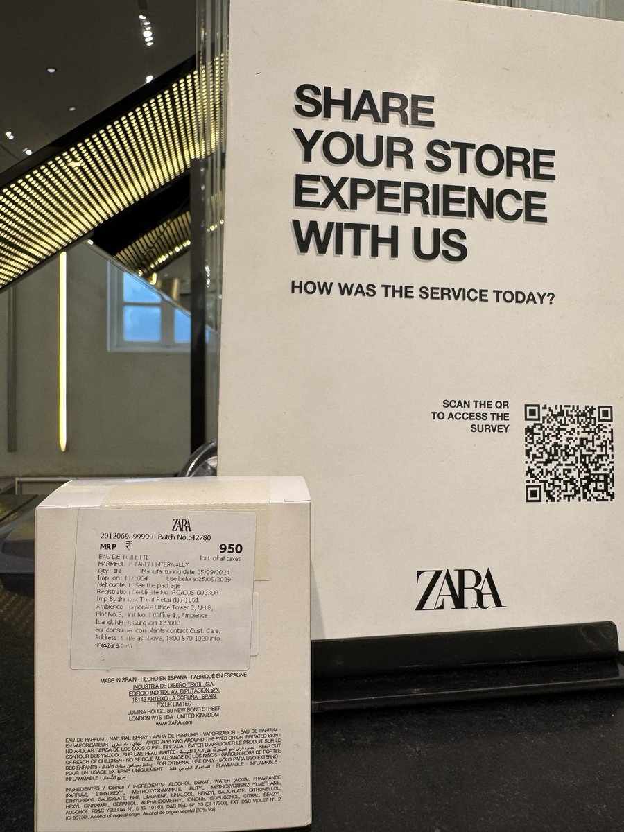 SohGupta's tweet photo. I went to buy a @ZARA perfume from veer nariman road, kala ghoda,Fort, Mumbai,Maharashtra400001,yesterday. The perfume costed Rs 950.Pls find enclosed photos.However,the store manager &amp; the man in charge of billing refused to sell it saying the cost is Rs 1050. #duped #shamezara https://t.co/9KFMY0jn6j