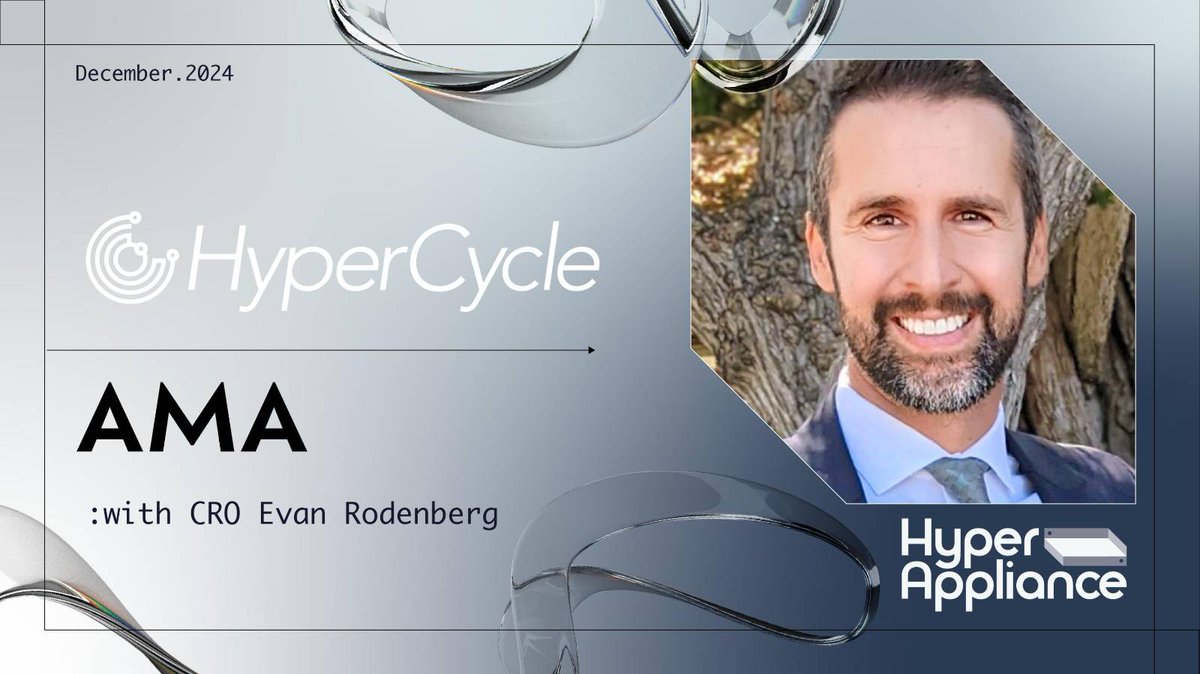 hyperaibox (@hyperaibox) on Twitter photo ๐ Upcoming AMA with Evan Rodenberg!
Get ready to meet @evan_rodenberg , co-founder of HyperAppliance and CRO of <a href="/Hypercycle_AI/">Hypercycle</a>
Submit your questions via DM or in the comments below. ๐ Upcoming AMA with Evan Rodenberg!
Get ready to meet @evan_rodenberg , co-founder of HyperAppliance and CRO of <a href="/Hypercycle_AI/">Hypercycle</a>
Submit your questions via DM or in the comments below.