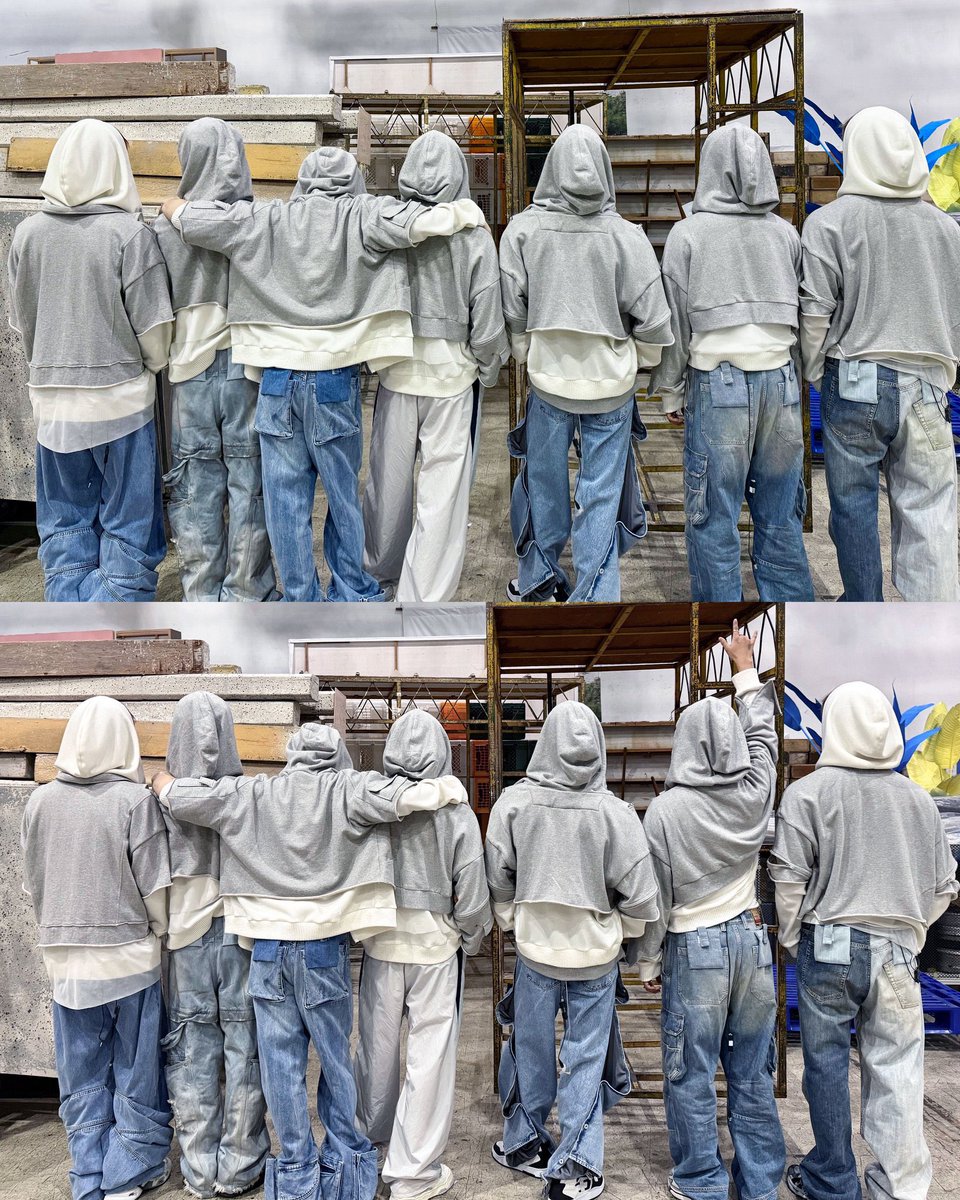 najaemqn's tweet photo. Just a bunch of guys in grey hoodies, vibing together in the middle of all the steel and metal. Hope you're all feeling the good energy we’re sending your way. Keep smiling, stay playful, and remember – peace always wins. ✌️ https://t.co/yTS6DNNMJx
