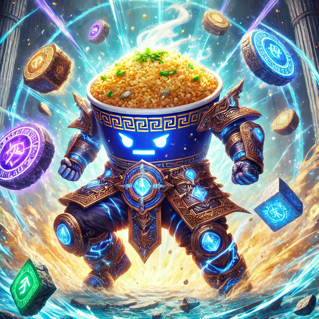 FriedRiceOnTop's tweet photo. "Fried Rice leveling up! 🍚✨ With the magic of runes and unmatched flavor swirling around, this legendary dish is unlocking epic powers. Who knew flavor could be this fierce? 💥⚔️ #PowerUp #MagicAndFlavor #PlayTlgame" https://t.co/Lq2IMeerv8