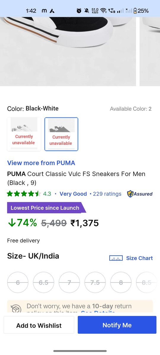 So, this is how Flipkart basically works. Every high quality sneaker of Puma and Adidas are put at immensely low prices with them being out of stock. why reduce prices with no stock available?
<a href="/Flipkart/">Flipkart</a> 
#Flipkart