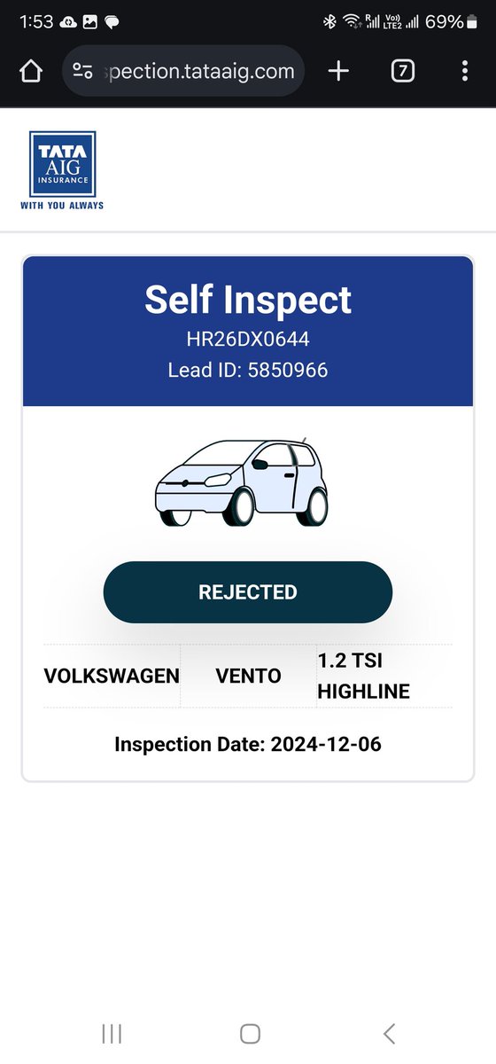 ananupam's tweet photo. @TATAAIGIndia I can provide you with screen shot. This was after the physical inspection was successfully done. Someone changes the policy suddenly, and the whole distribution chain suffers.

I, too, led an organisation and therefore know such knee jerk policy changes cause loss of business. https://t.co/Lhfu25qVn9